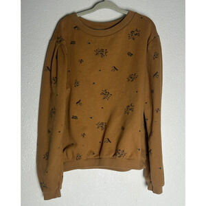 Emile et Ida Organic Cotton Beige Brown Floral Sweatshirt Size 10